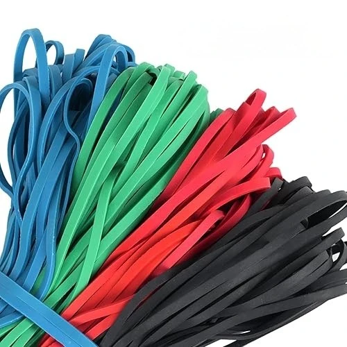 Large colored rubber bands for office filing