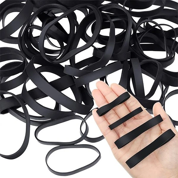 Heavy-duty large black rubber bands for industrial use